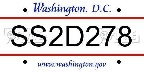 SS2D278 District Of Columbia License Plate