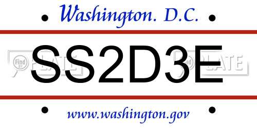 SS2D3E District Of Columbia License Plate