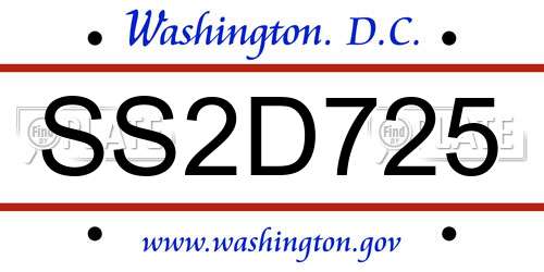 SS2D725 District Of Columbia License Plate