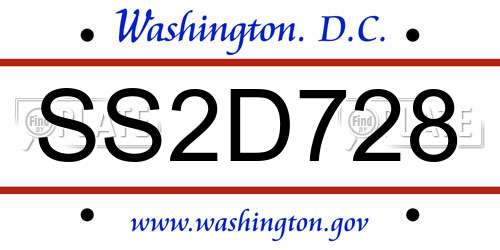 SS2D728 District Of Columbia License Plate