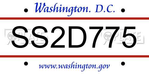SS2D775 District Of Columbia License Plate