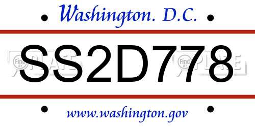 SS2D778 District Of Columbia License Plate