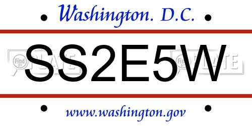 SS2E5W District Of Columbia License Plate