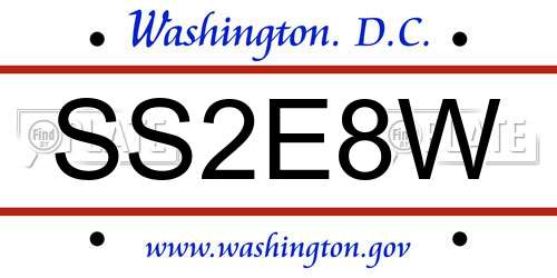 SS2E8W District Of Columbia License Plate