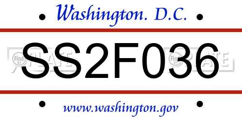 SS2F036 District Of Columbia License Plate