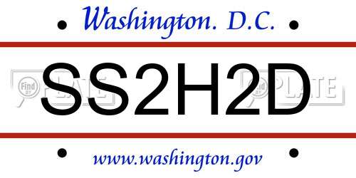 SS2H2D District Of Columbia License Plate