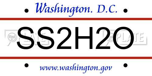 SS2H2O District Of Columbia License Plate