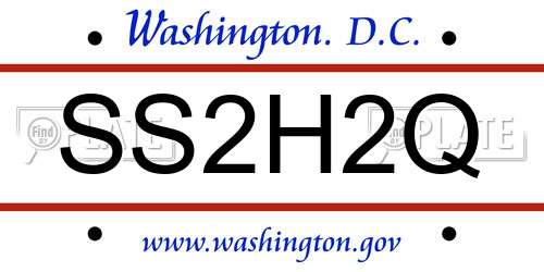 SS2H2Q District Of Columbia License Plate