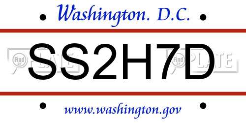 SS2H7D District Of Columbia License Plate