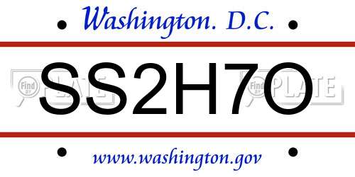 SS2H7O District Of Columbia License Plate