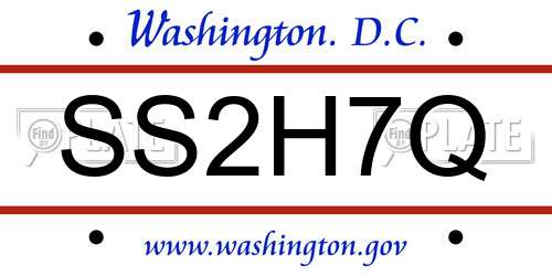 SS2H7Q District Of Columbia License Plate