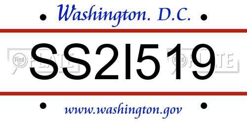 SS2I519 District Of Columbia License Plate