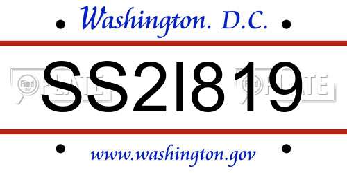 SS2I819 District Of Columbia License Plate