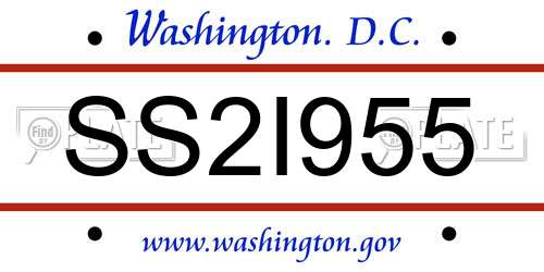 SS2I955 District Of Columbia License Plate