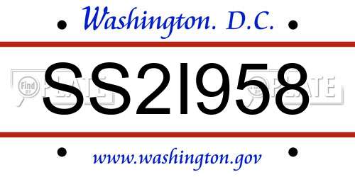 SS2I958 District Of Columbia License Plate