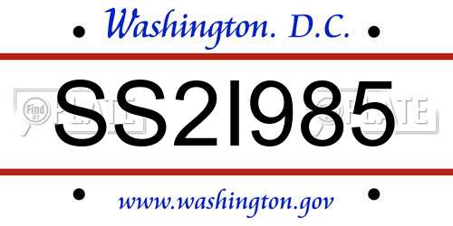 SS2I985 District Of Columbia License Plate