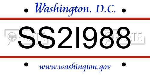 SS2I988 District Of Columbia License Plate