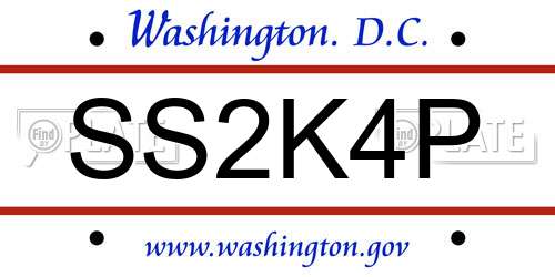 SS2K4P District Of Columbia License Plate
