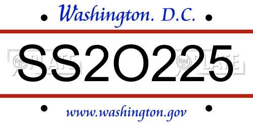 SS2O225 District Of Columbia License Plate