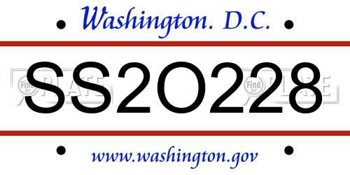 SS2O228 District Of Columbia License Plate