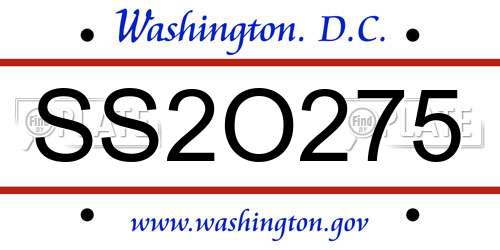 SS2O275 District Of Columbia License Plate