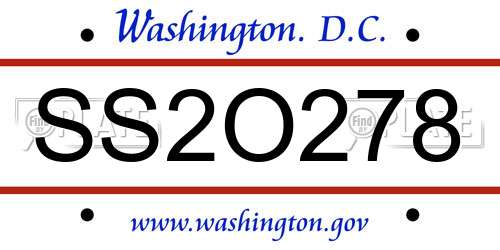 SS2O278 District Of Columbia License Plate