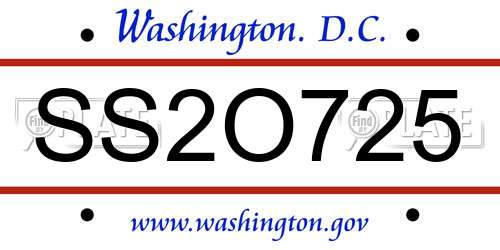 SS2O725 District Of Columbia License Plate