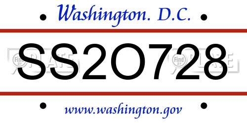 SS2O728 District Of Columbia License Plate