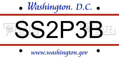 SS2P3B District Of Columbia License Plate