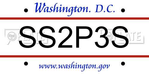SS2P3S District Of Columbia License Plate