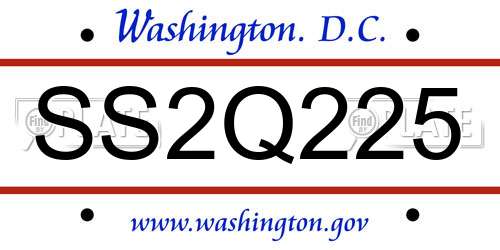SS2Q225 District Of Columbia License Plate