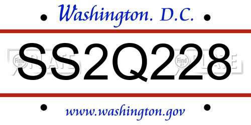 SS2Q228 District Of Columbia License Plate