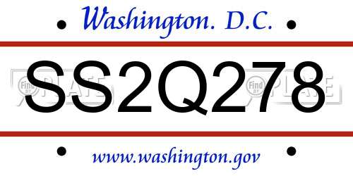 SS2Q278 District Of Columbia License Plate