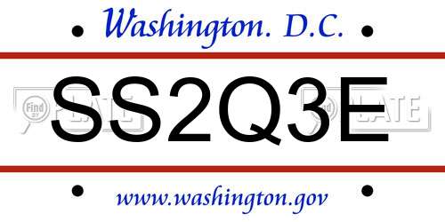 SS2Q3E District Of Columbia License Plate