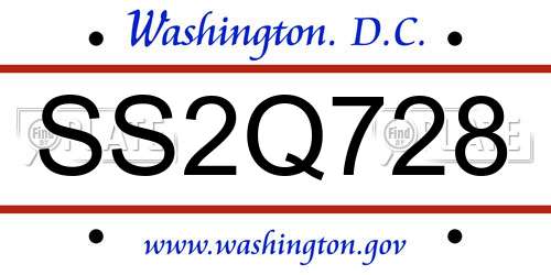 SS2Q728 District Of Columbia License Plate