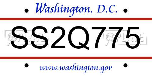 SS2Q775 District Of Columbia License Plate