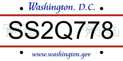 SS2Q778 District Of Columbia License Plate