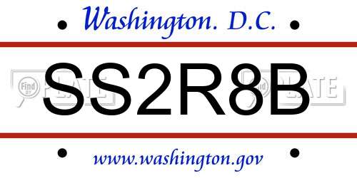SS2R8B District Of Columbia License Plate