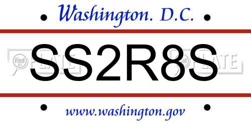 SS2R8S District Of Columbia License Plate