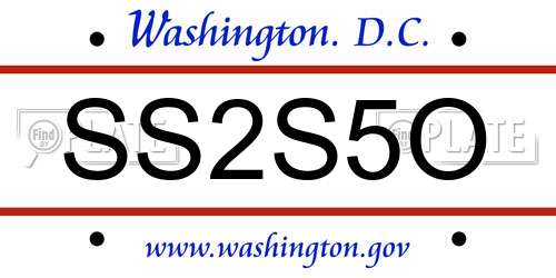 SS2S5O District Of Columbia License Plate