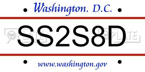 SS2S8D District Of Columbia License Plate