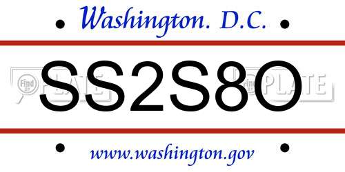 SS2S8O District Of Columbia License Plate