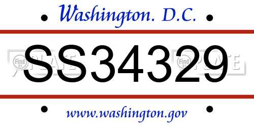 SS34329 District Of Columbia License Plate