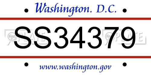 SS34379 District Of Columbia License Plate