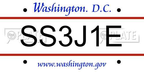 SS3J1E District Of Columbia License Plate