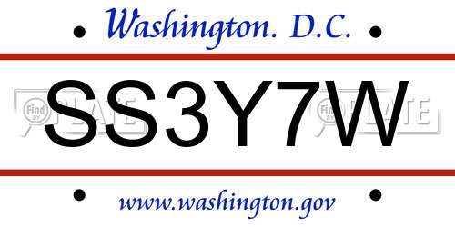 SS3Y7W District Of Columbia License Plate