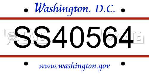 SS40564 District Of Columbia License Plate