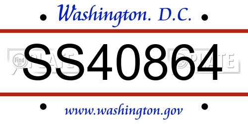 SS40864 District Of Columbia License Plate