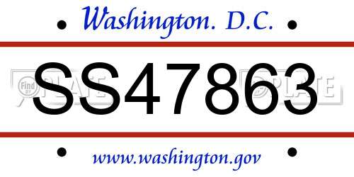 SS47863 District Of Columbia License Plate