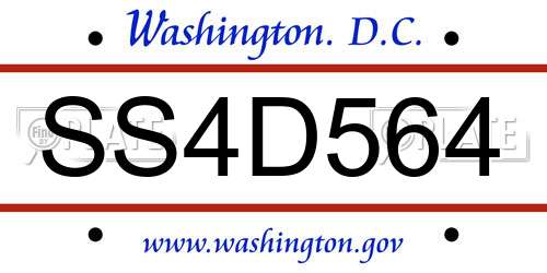 SS4D564 District Of Columbia License Plate